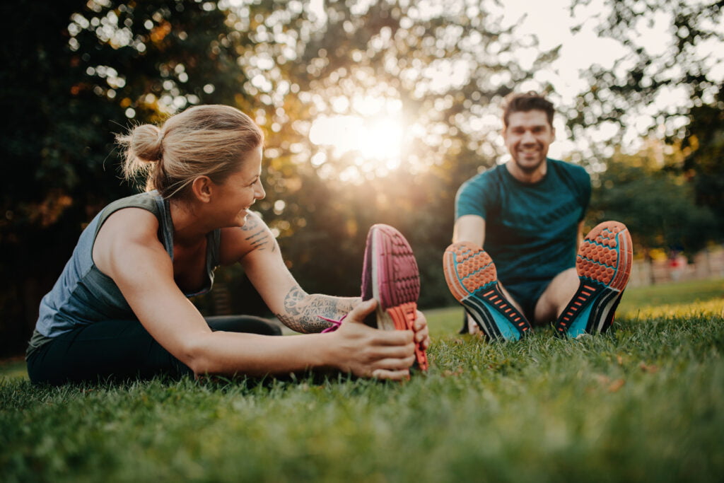 A young couple enjoys an active activity together to have fun with each other in order to get out of the roommate phase of their relationship.