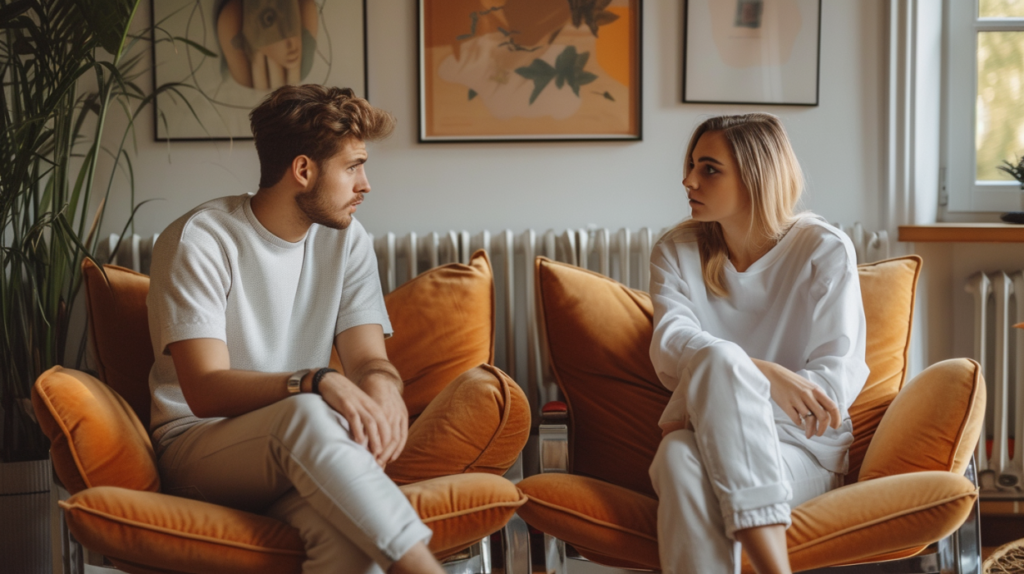 A couple sitting. This could represent the support a San Diego couples therapist can offer. Learn more about the help online couples therapy in san diego, ca can offer by searching for couples therapy in San Diego to learn more.