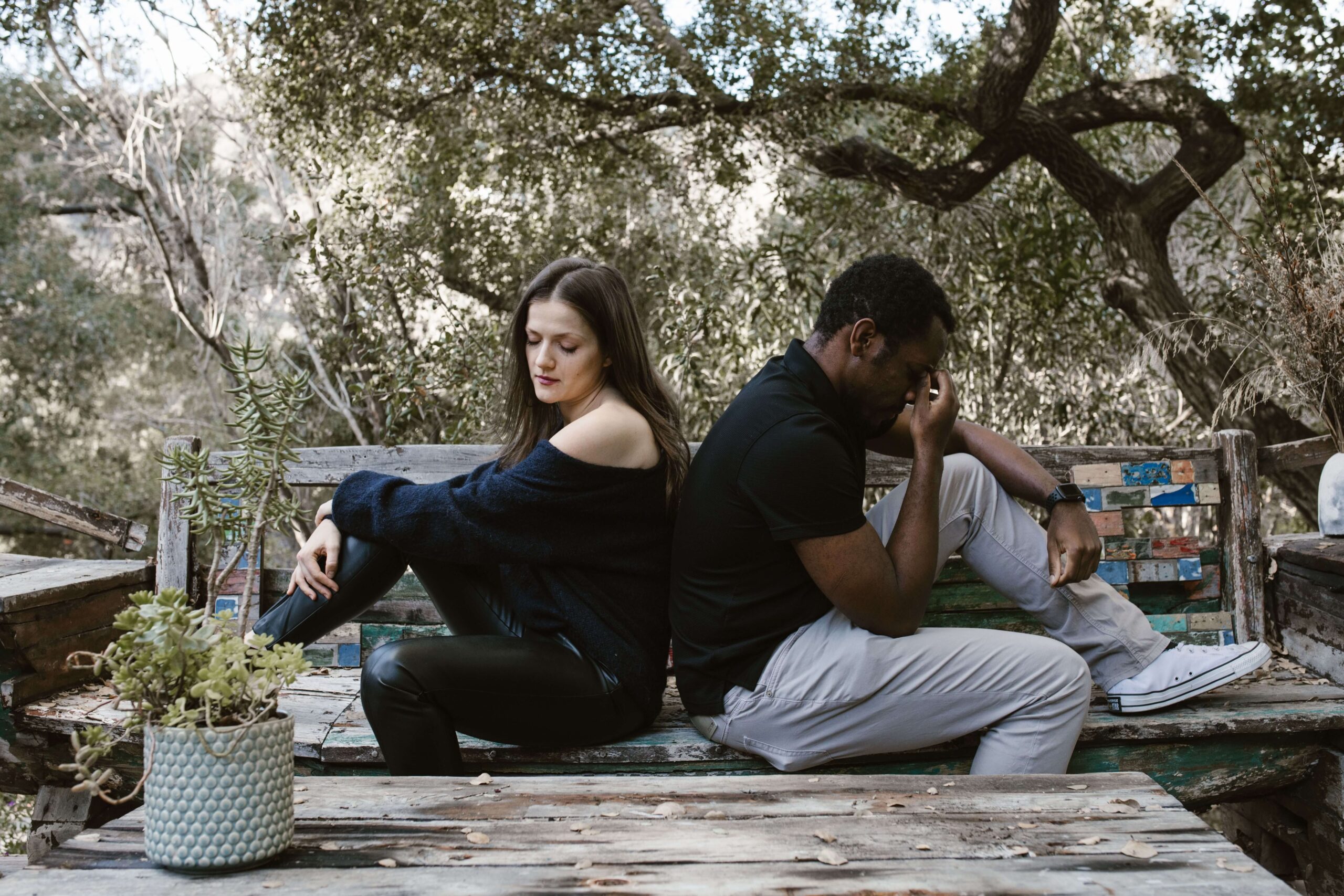 Couple in disagreement, representing emotional reactivity and unresolved patterns explored in trauma-informed couples therapy in San Diego, CA.