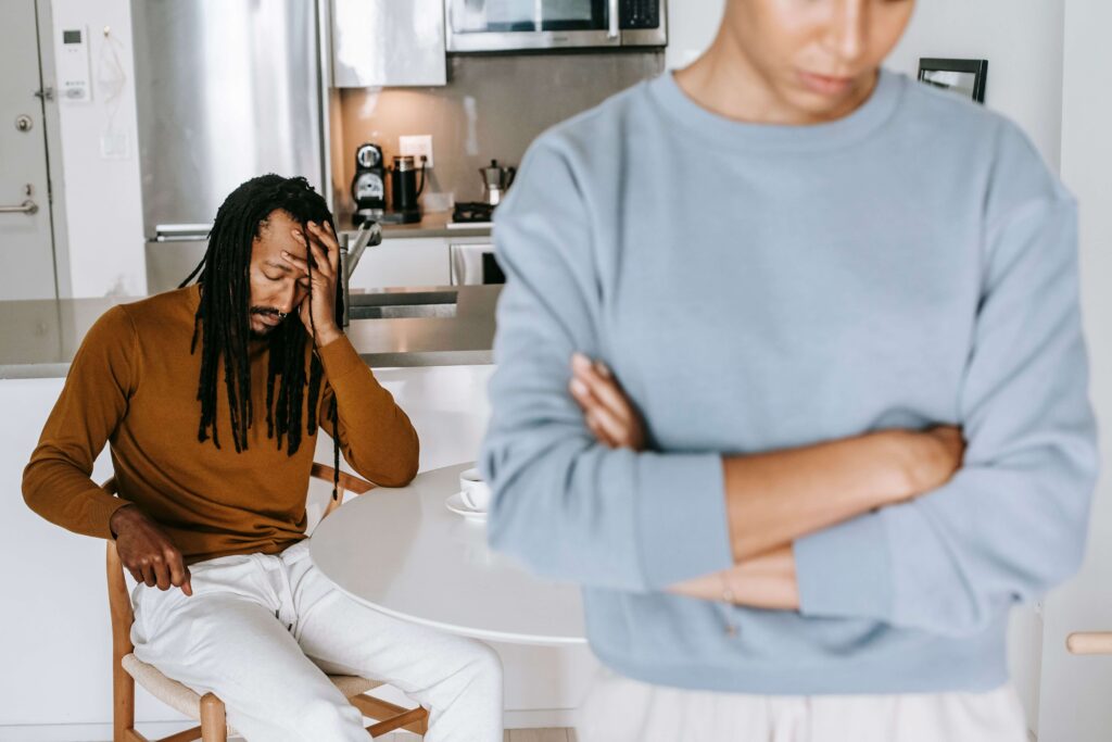 Couple experiencing relationship stress, representing emotional disconnection and challenges addressed through couples counseling in San Diego, CA.